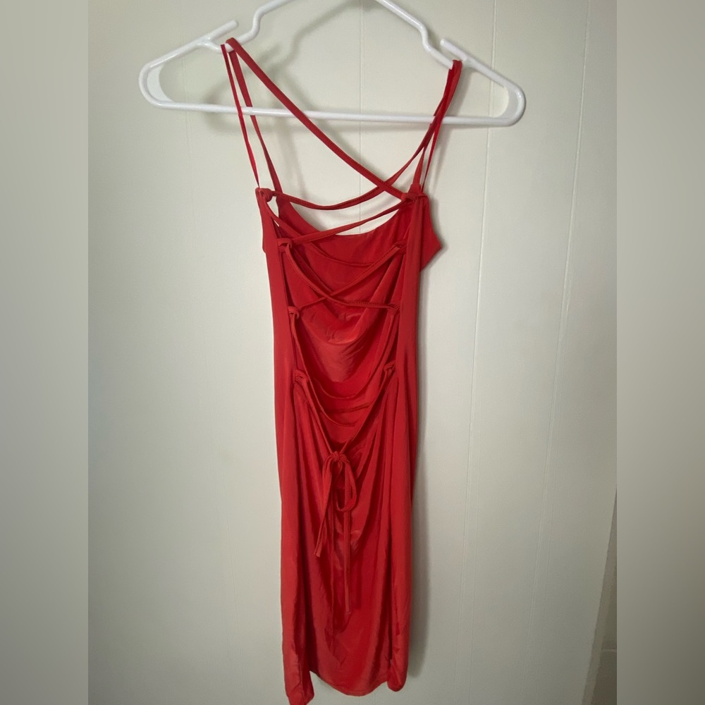 NWT Boohoo Red Lace Up Back Mini Dress US 4 UK 8